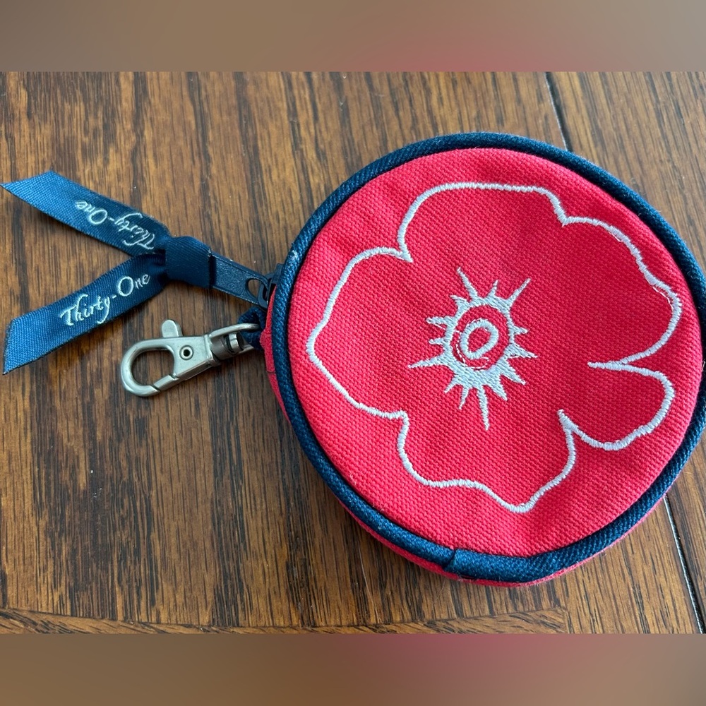 Thirty-One Red and White Coin Purse